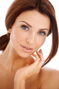 Auburn Hair Model with Green Gray Eyes Copy